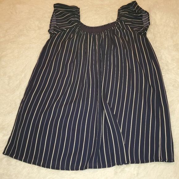 2/$30 Honey Punch Dark Blue Vertical White Stripe  Mini Dress Small - Picture 9 of 9